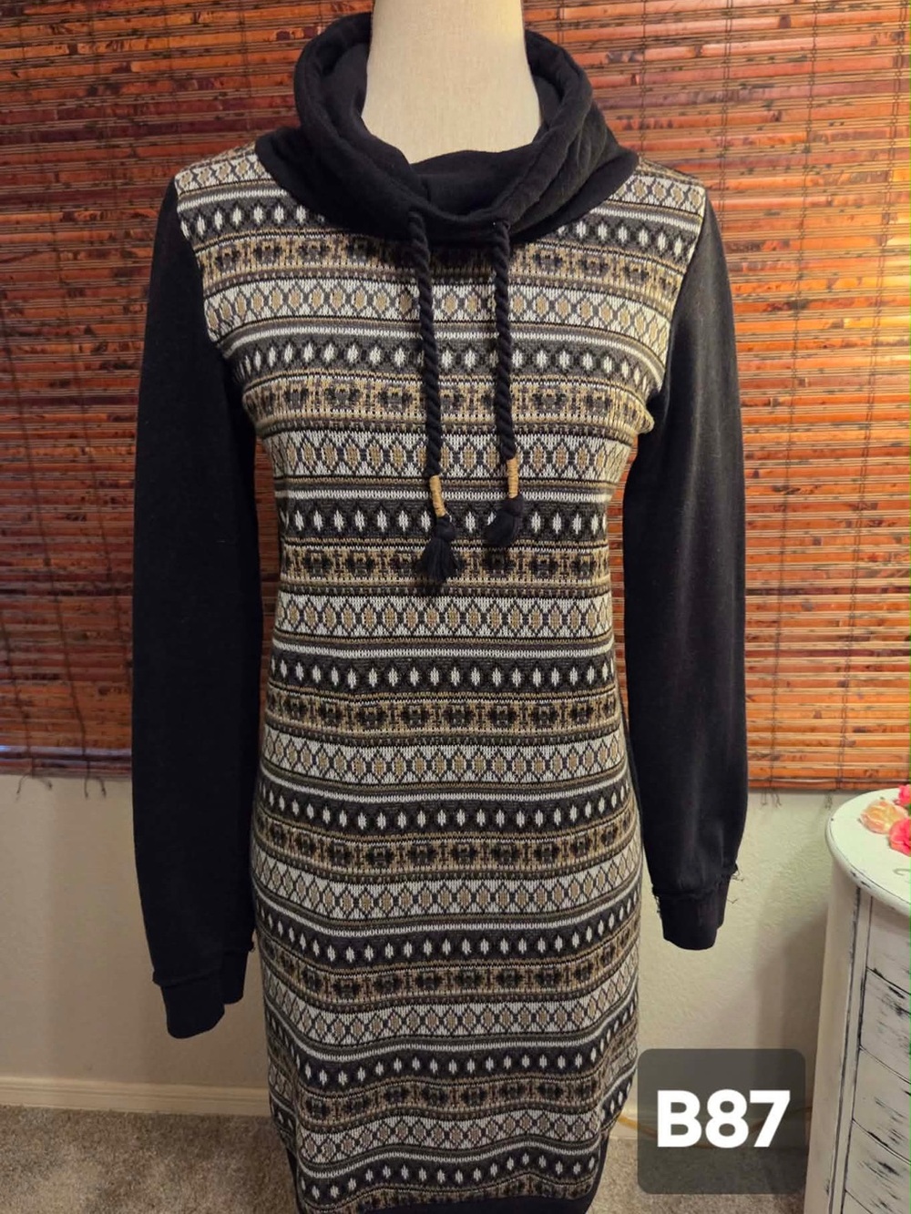 Maurices Black Hooded Knit Sweater Dress